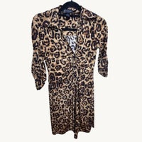 INC International Concepts Cheetah Business Dress Button Down in Front Sz Small - Picture 1 of 9